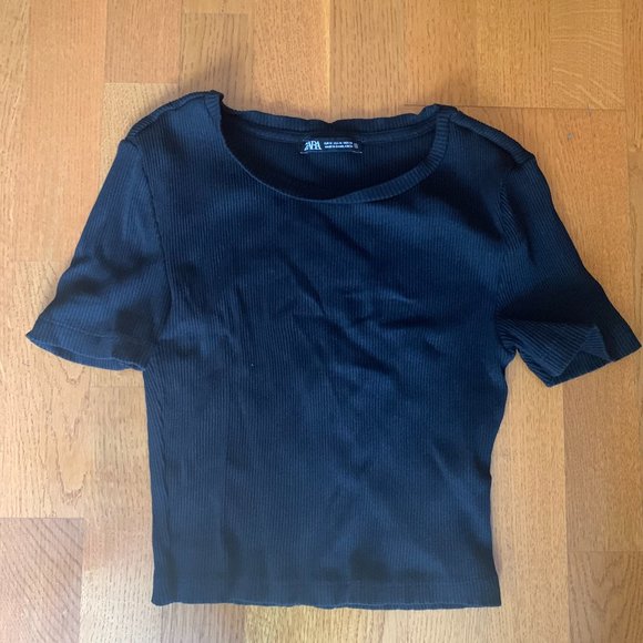 ribbed black cropped top - Picture 1 of 2